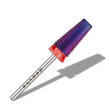 Depvko Super Long 5 in 1 Nail Drill Bits, 3/32 Carbide Tungsten Bits, Two Way Rotate Professional Advanced Safety Bits for Nail, Fast Remove for Manicure Pedicure Classic 5in1-Purple, Fine-F