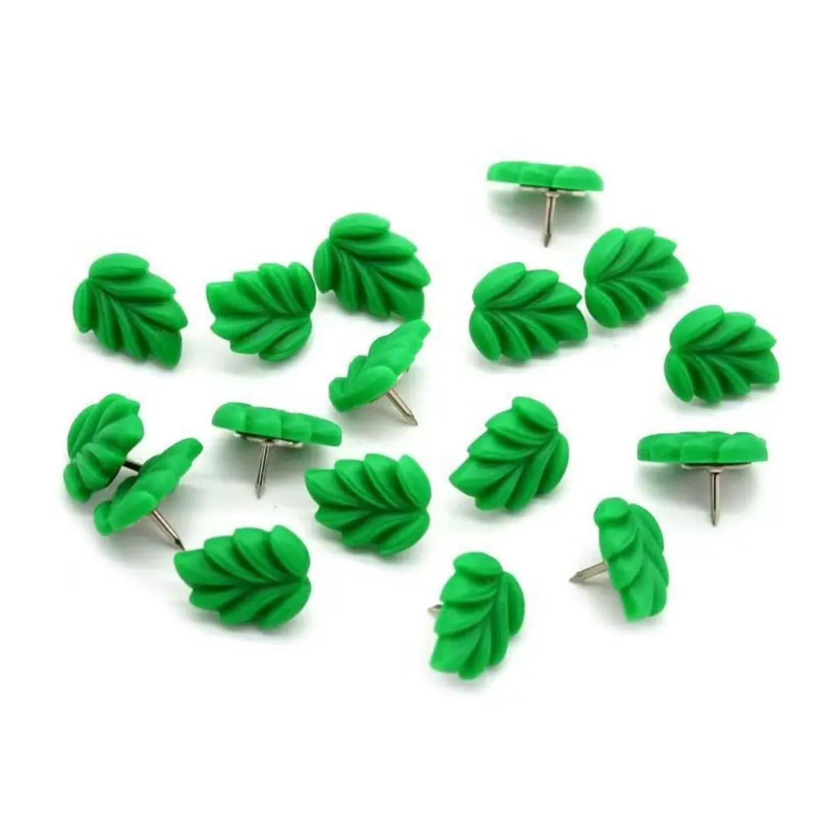 100 Stück grüne, blattförmige Reißzwecken aus Kunststoff und Metall, ideal for Karten, Fotos, Nachrichten Wanddekorationen Für Pinnwand Korktafel