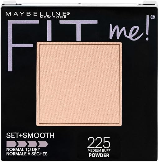 Maybelline New York Fit Me Set + Natural Smooth Powder Makeup, Medium Buff,Dry; Normal Skin 0.3 Oz,51.6 Gram, Beige