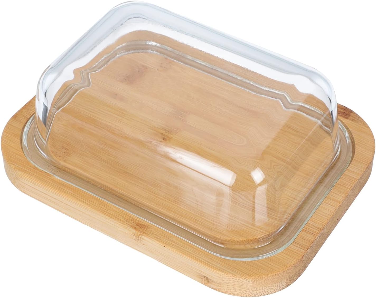 Butter Container Butter Dish Rectangular Cheese Storage Tray Plate Butter Container with Glass Lid Keeper Butter Dishes for All Types of Butter