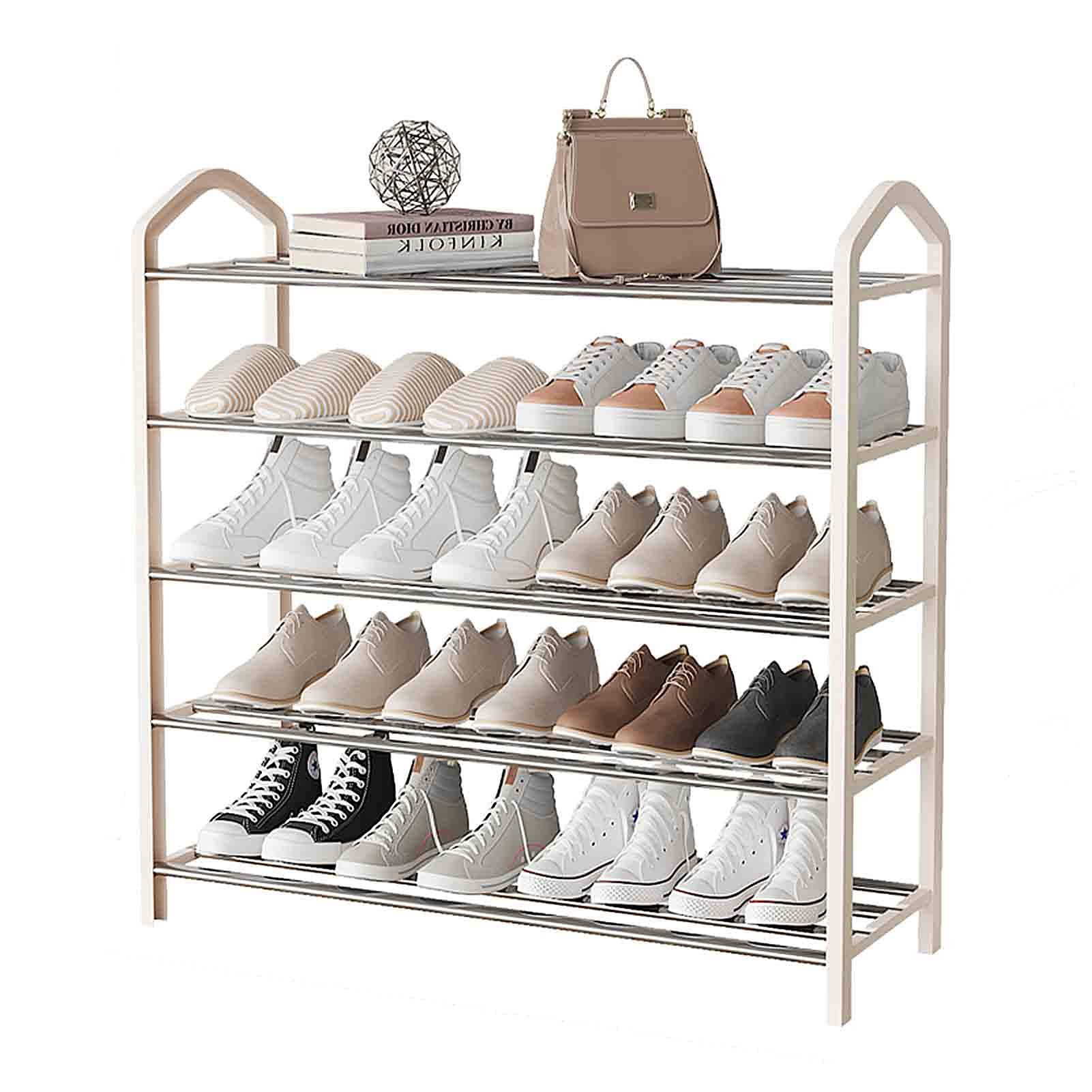 Étagère à chaussures 5 niveaux dans votre entrée pour un espace de rangement gain de place net