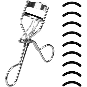 zalati Eyelash Curler with 10 Pieces Silicone Pressure Refill Pads High-On Clip with Comfort Grip