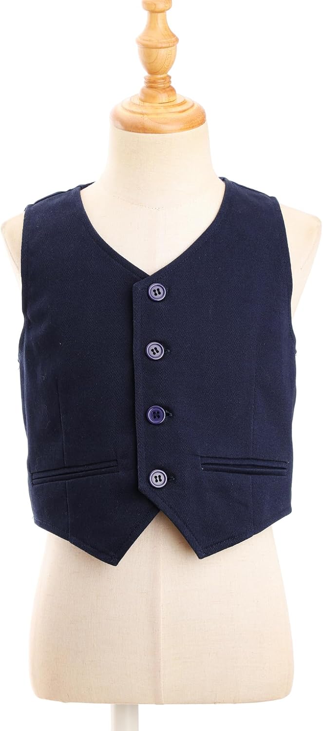 ACSUSS Kids Boys Wedding Party Formal Waistcoat Sleeveless V Neck Button Down Vest Jacket