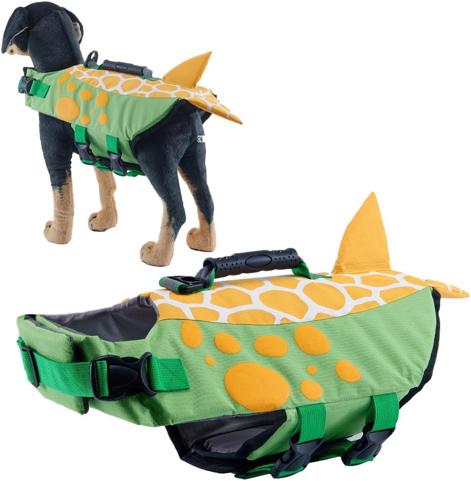 Dog Life Jacket,Dog Life Vest Adjustable Ripstop, Dog Swimming Safety Vest with Superior Buoyancy & Rescue Handle for Small Medium Large Dogs, Swim, Pool, Beach, Boating (JSY23, Medium)