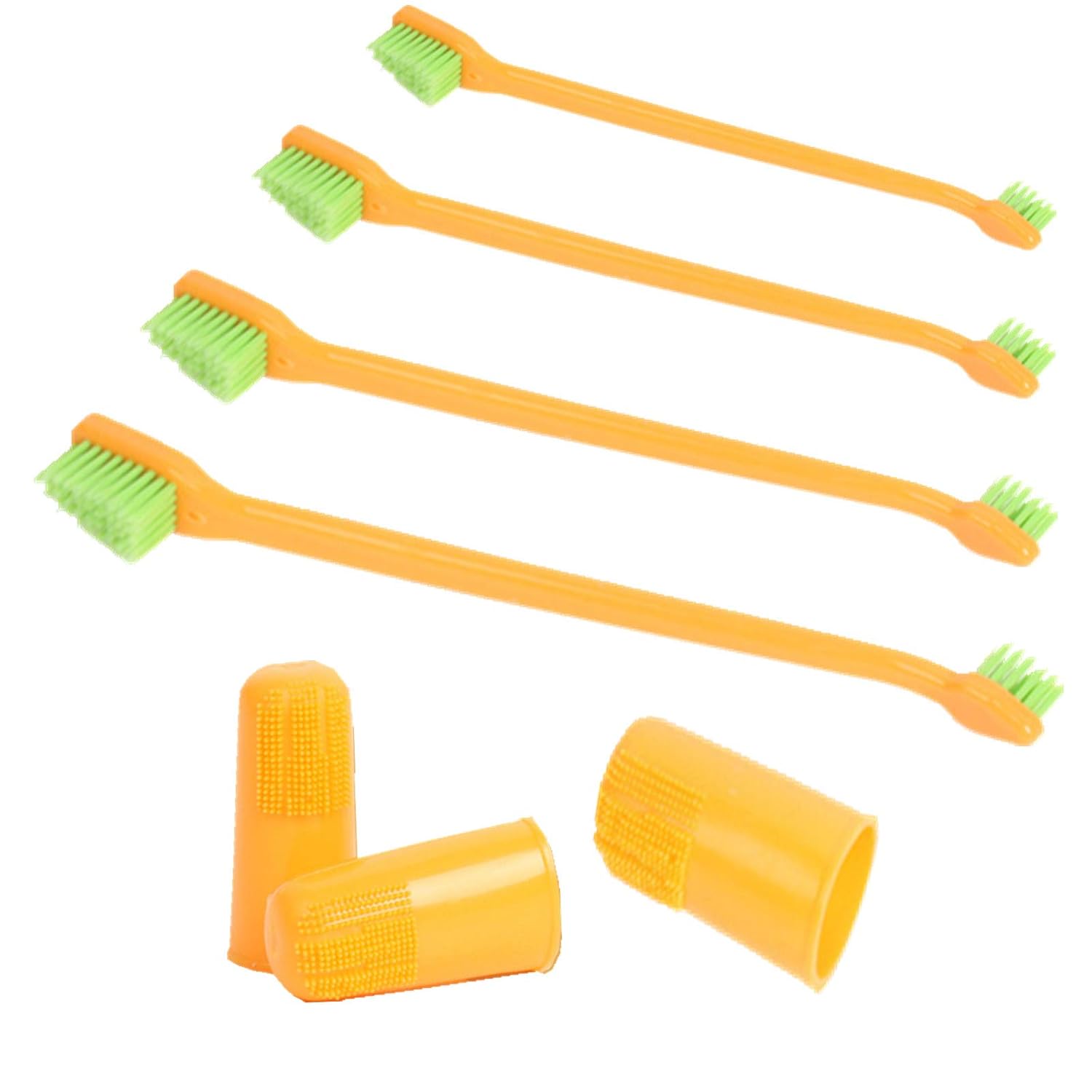 Wemez Dog Tooth Brushing Kit 4 LongHandled DoubleHeaded