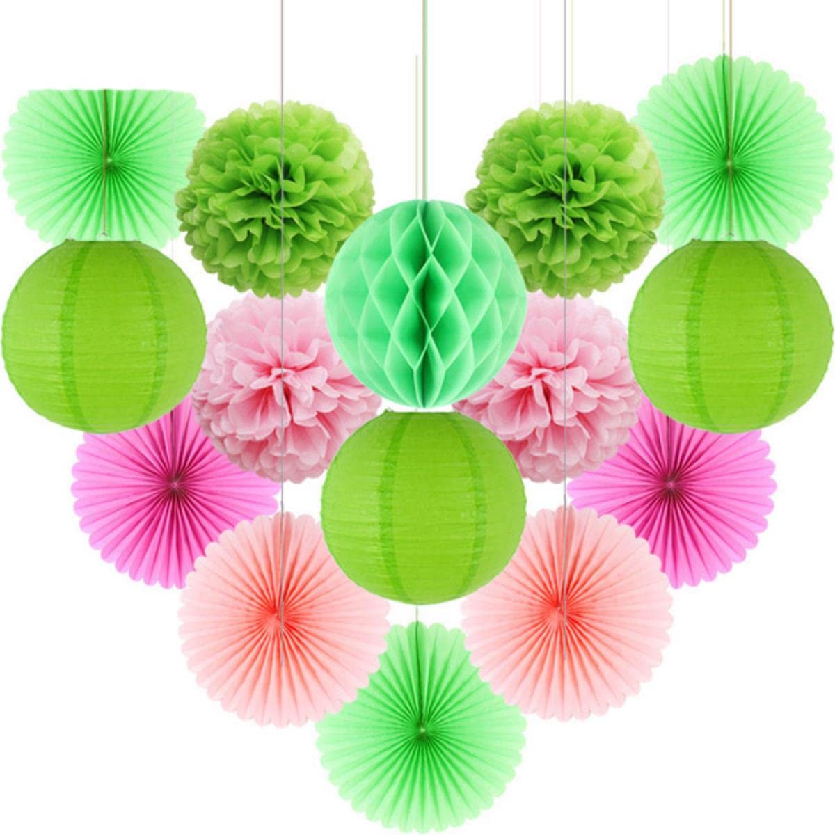 15 unids/lote linterna de papel colgante decorativa papel tisú abanico pompones flor nido de abeja bola fiesta de cumpleaños guardería decoraciones de bricolaje-C, 10 pulgadas (25 cm)