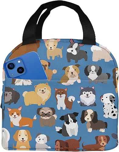 Miniatura 2 de Zoczos - Linda lonchera aislada para perros, juego de cachorros con dibujos animados, mamíferos domésticos, pastor, reutilizable, con cremallera,