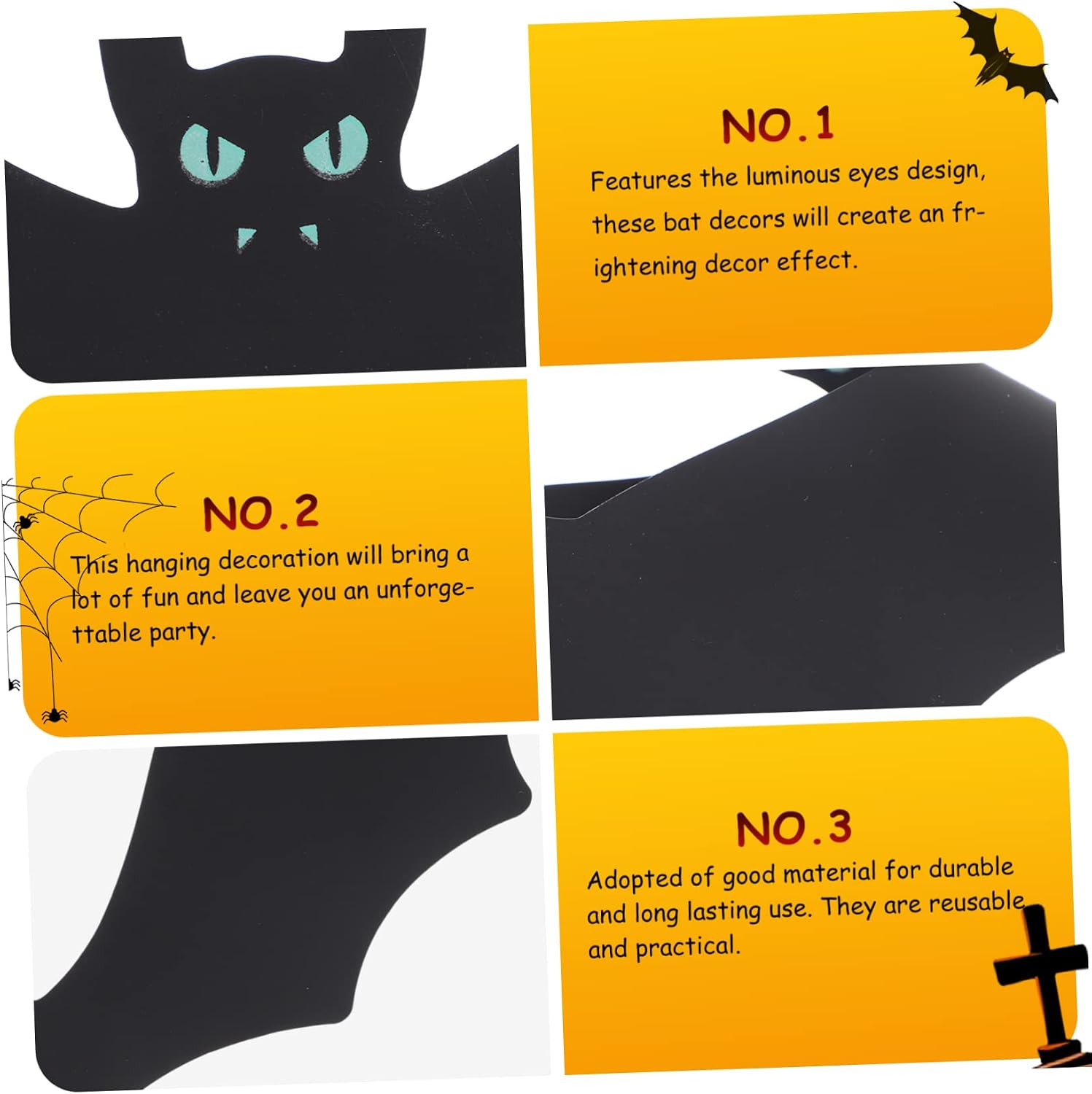 1set Bat Hanging Ornaments for Halloween Decor of Bats for Party Wall and Decoration for Haunted House Atmosphere
