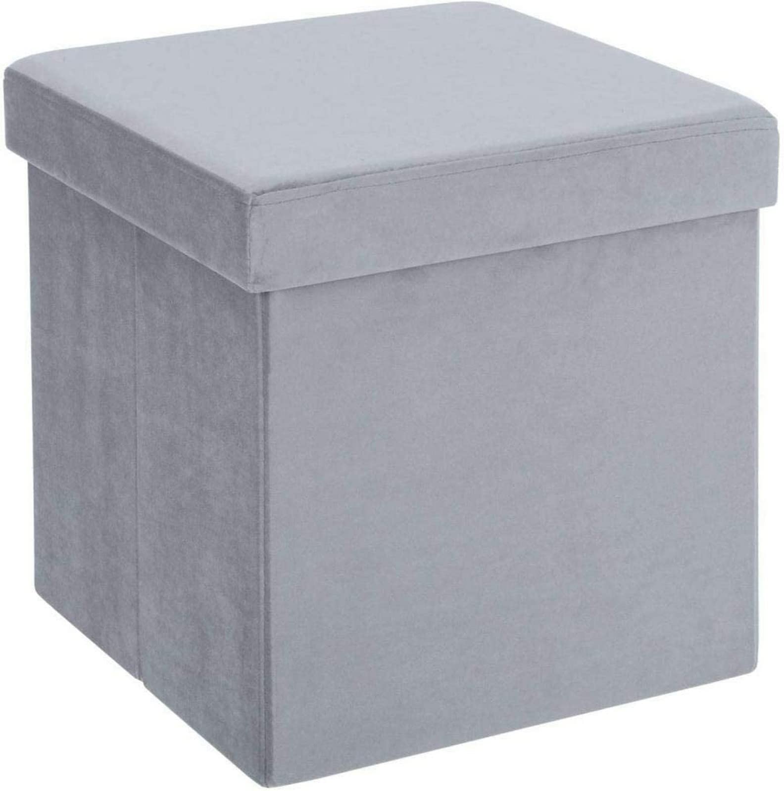 Pouf cube de rangement en tissu velours avec couvercle rembourré