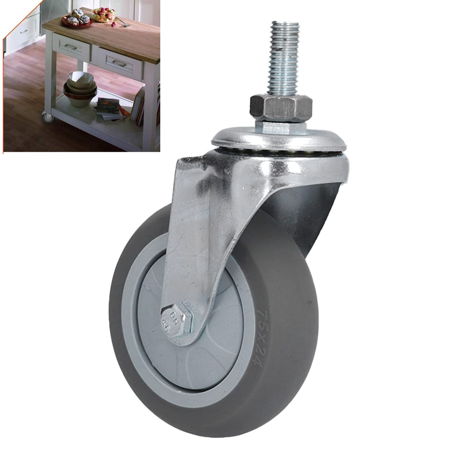 3 Zoll PVC Universal Wheel Casters mit Bremsen, Stark (keine Bremsen)