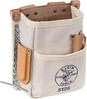 Vista 1 de Klein Tools 5125 - Bolsa de herramientas de lona y cuero con 5 bolsillos con cinta de cadena y conexión de cinturón de túnel