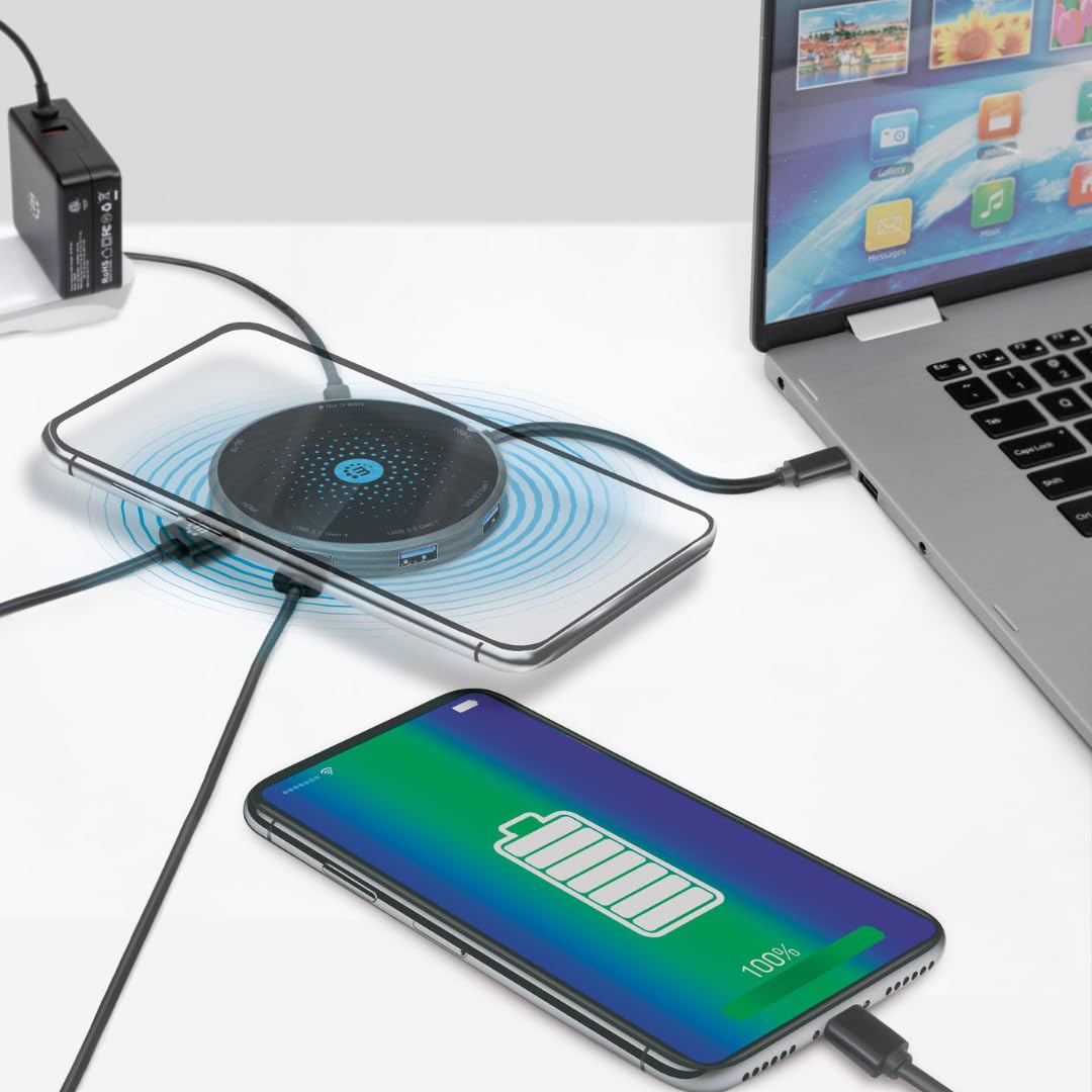 BASE MANHATTAN USB-C 8 EN 1 CON CARGADOR DE INDUCCIÃ“N DE 10 W