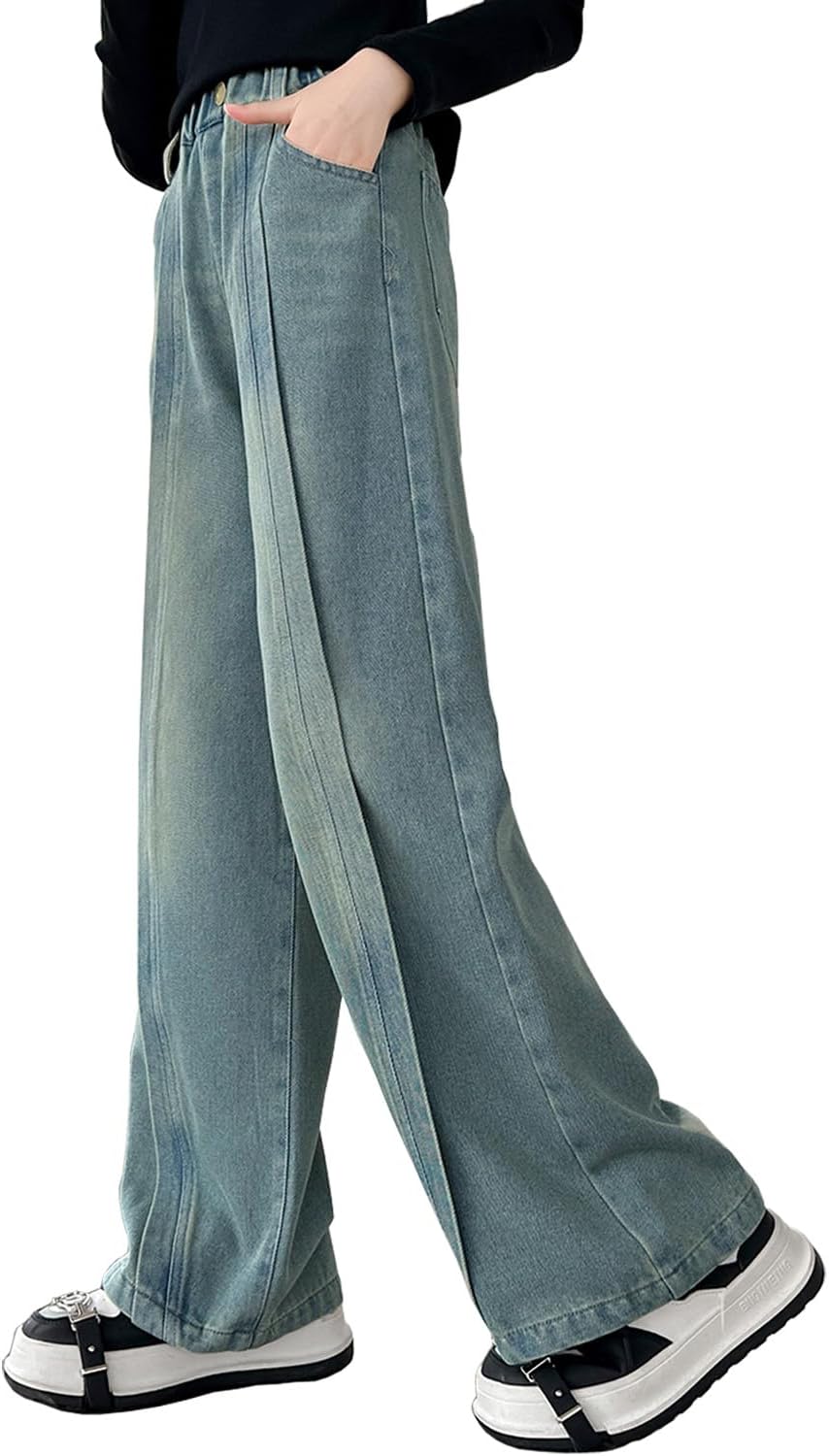 Calça Jeans LAVIQK Infantil - Patchwork Com Cintura Elástica Para Meninas
