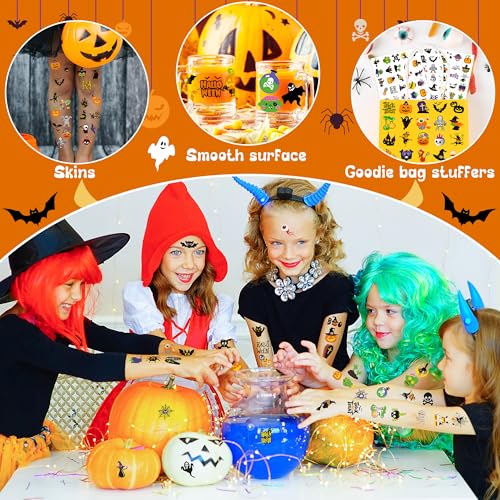 image for Huskein 150 PCS Halloween Tattoos for Kids, Waterproof Assorted Hallow