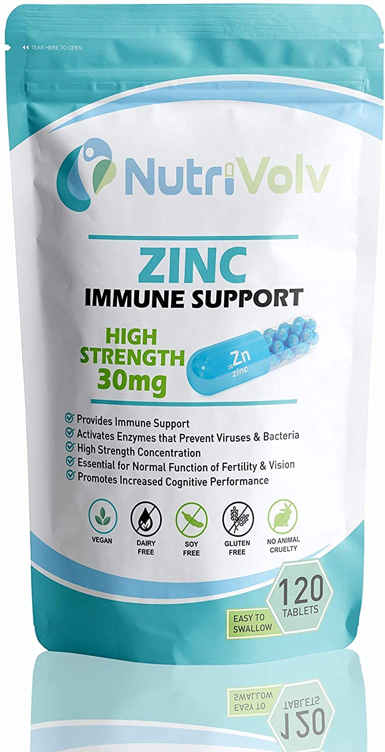 Zinc 30mg - Immune Health Fertility Vision Cognitive Function - 120 Tablets