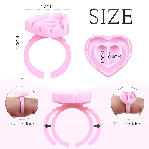 Miniatura 2 de Yaomiao 500 anillos de pegamento para extensiones de pestañas, desechables, anillos de pegamento para salones de belleza, soporte para vasos,