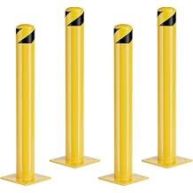 Safety Bollard Post, 4.5 Inch Diameter Steel Bollard, High Visibility Yellow Safety Barrier Bollard with Bolts, Heavy Duty Parking Bollard for Driveway Garage Traffic Control 4, 36 Inch Height