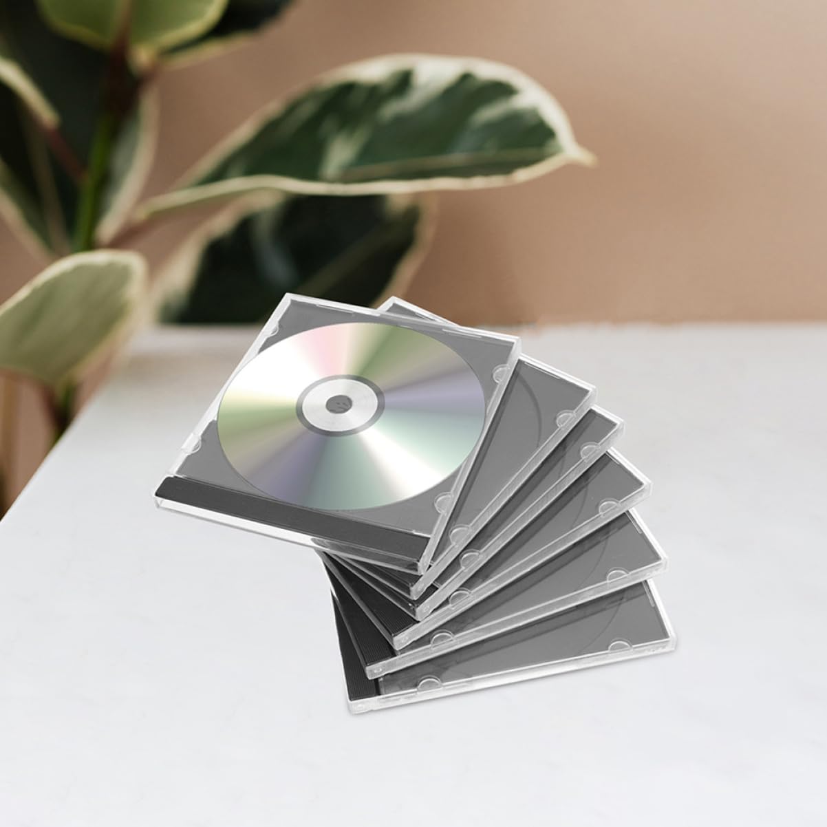 SOIMISS Custodia per CD e Dvd Trasparente in Plastica, Scatola Porta Dischi Impilabile, 10 Pezzi, Contenitori per CD e Dvd