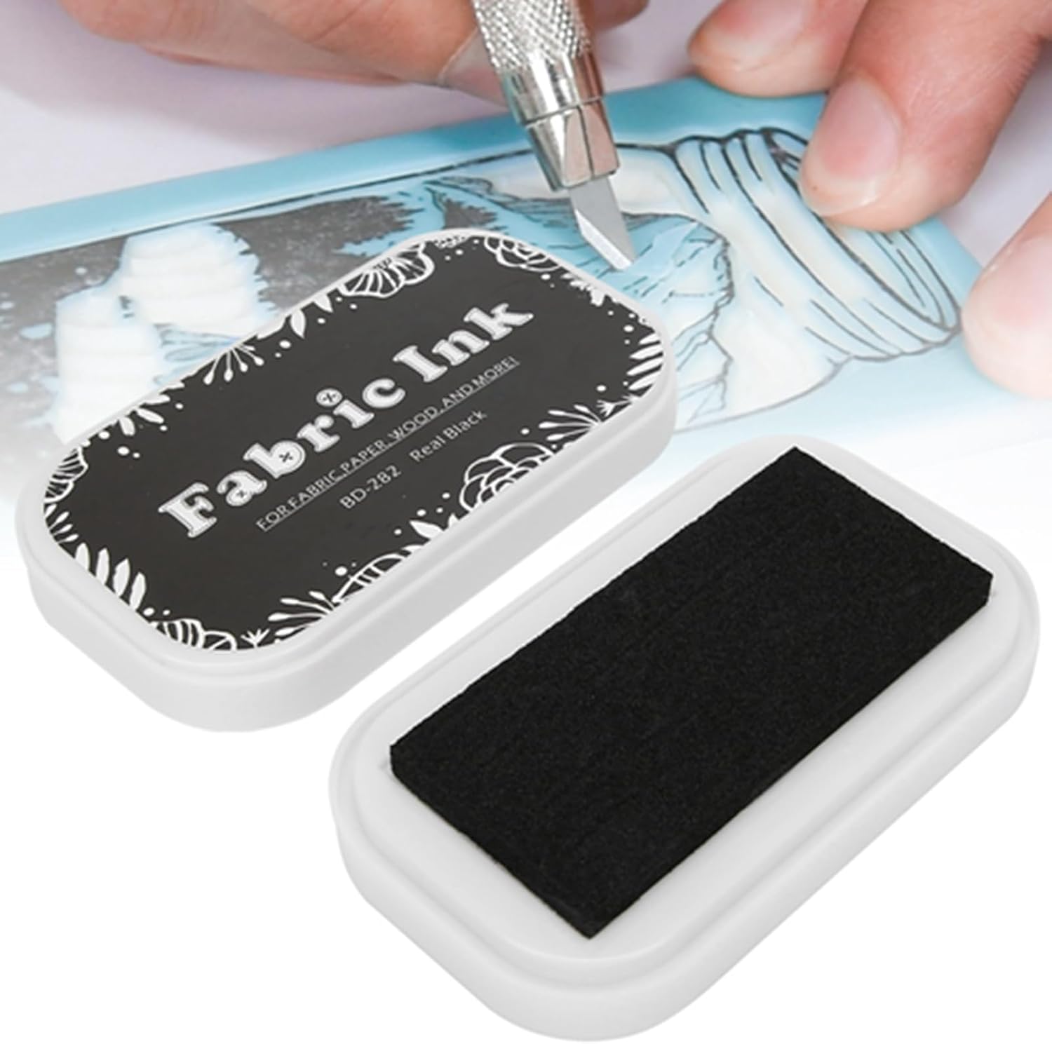 Ink Pad, Real Black Waterproof Ink Pad for Rubber Stamps, 1-3/8 x 2-15/16inch, Adheres to All Non-Porous Surfaces | Ink Pad, Real Black ,1-3/8 x 2-15/16inch