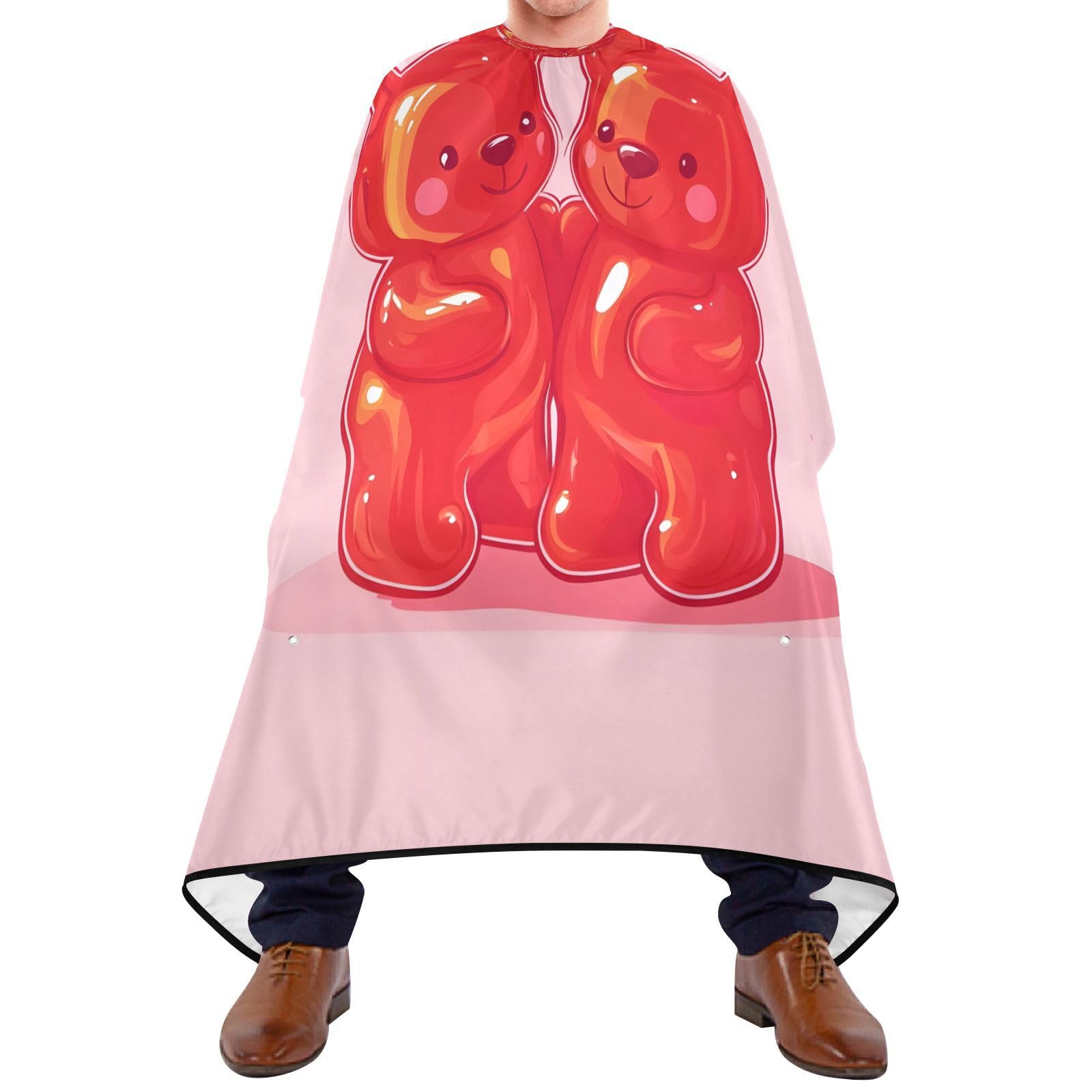 BOESI Doodle Cute Bear & Heart Pattern Barber Shawl, Waterproof Haircut Shawl, Haircut Salon Apron, Shaving Bib, 55 x 65 inches