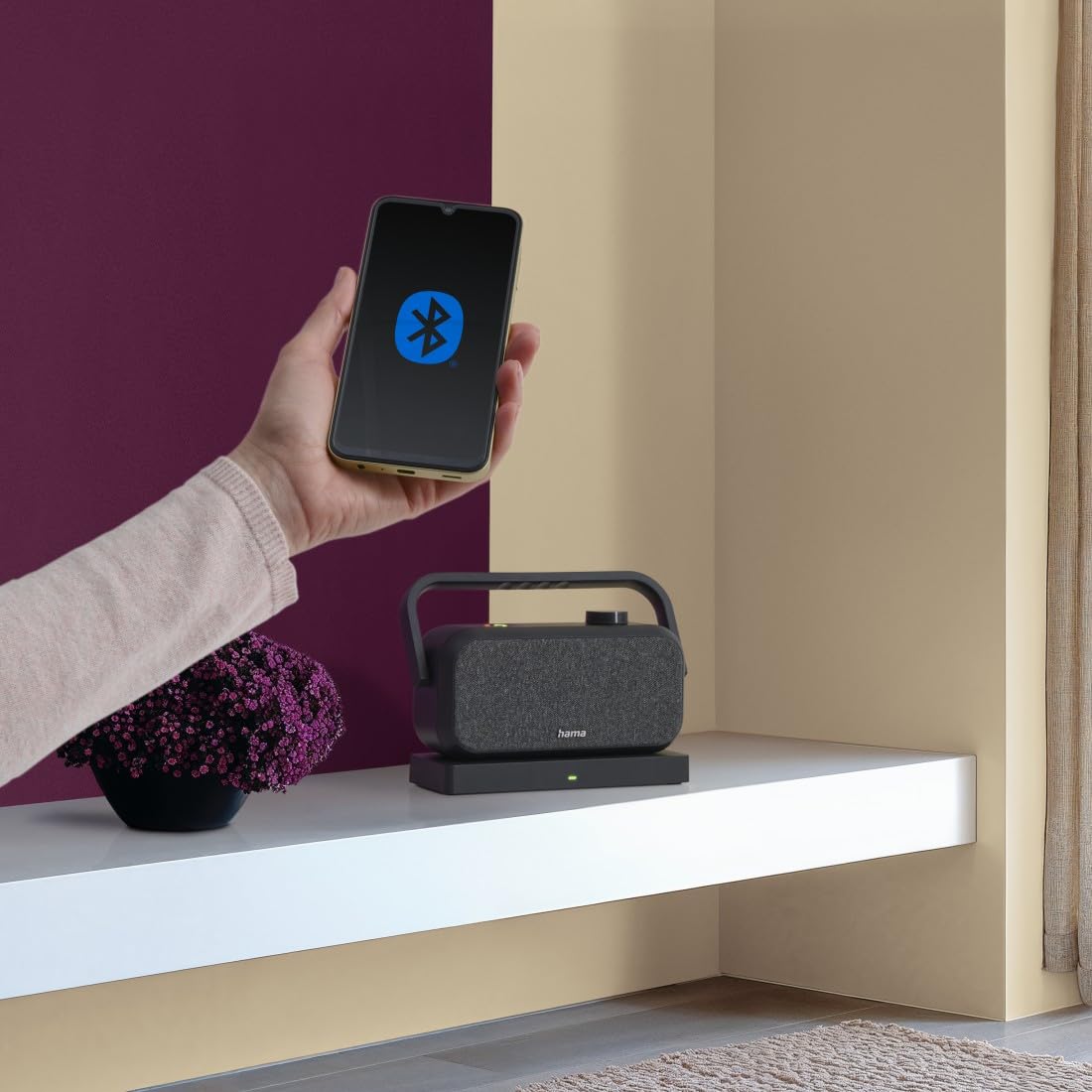 Hama TV Lautsprecher kabellos (kabelloser Stereo Funklautsprecher 2,4 GHz + Bluetooth, TV Sprachverstärker für Senioren und Hörgeschädigte, Ladestation, 2X 5 Watt, 3 Modi, 18h Spielzeit) schwarz