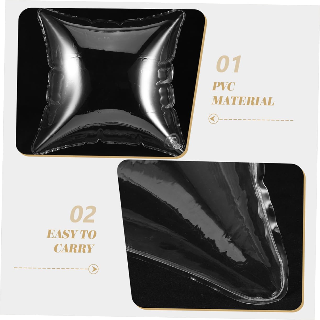 Almohada Inflable de PVC Transparente para Acampar, Portátil