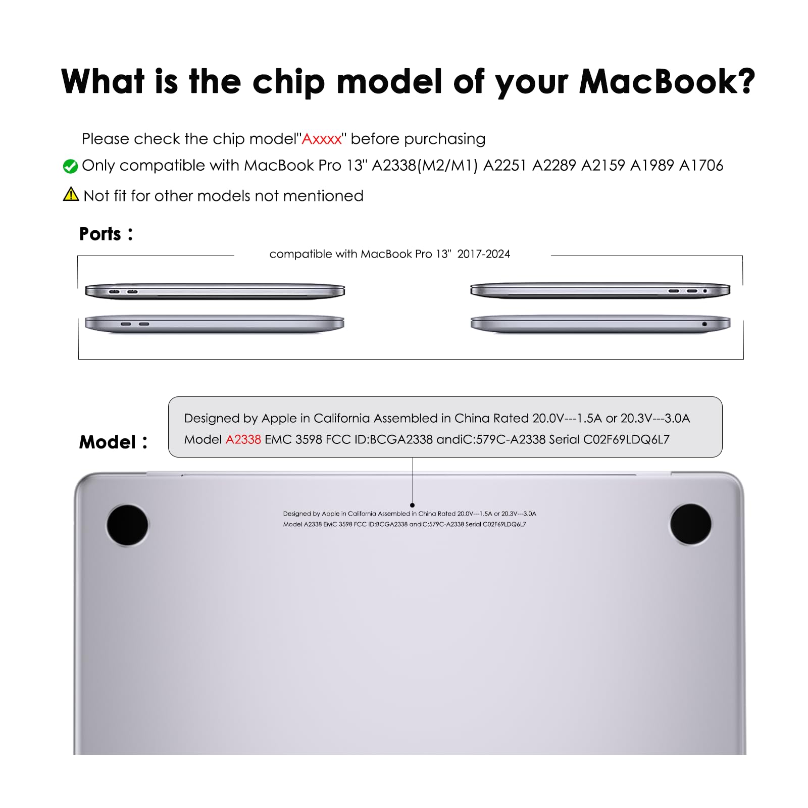 Cover anti-cracking compatibile con MacBook Pro 13 pollici M2/M1 A2338 A2251 A2289 A2159 A1989 A1708 A1706, versione 2022-2016, bordo in TPU nero e Custodia rigido in PC, Nero opaco