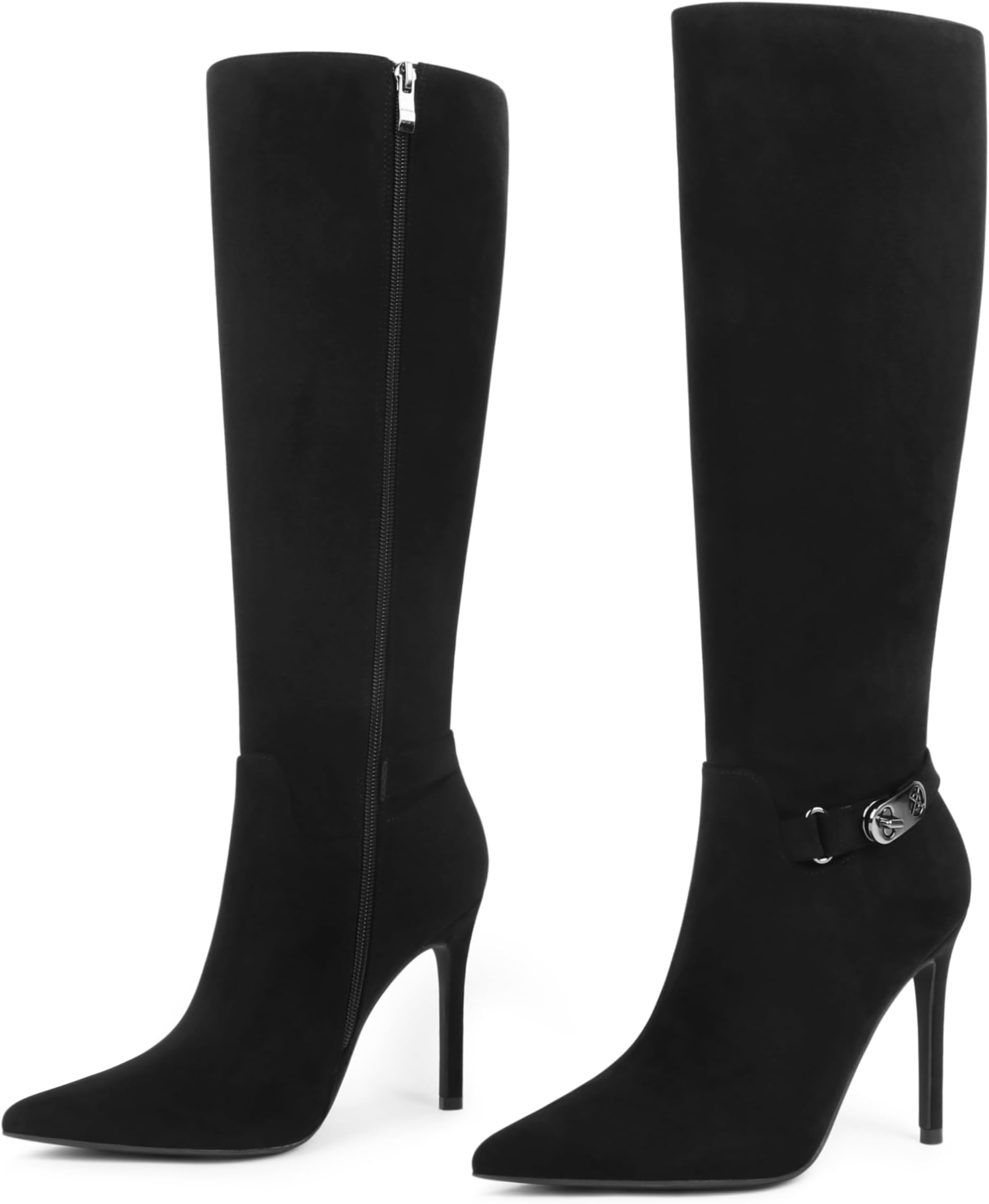 Stiletto Knee High Boots Women Sexy Pointed Toe Zipper High Heels Boots