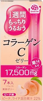 Earth Pharmaceutical Moist Collagen C Jelly, Peach Flavor, 0.4 oz 10 g x 7 Bottles, Collagen Jelly, Beauty Jelly, Vitamins