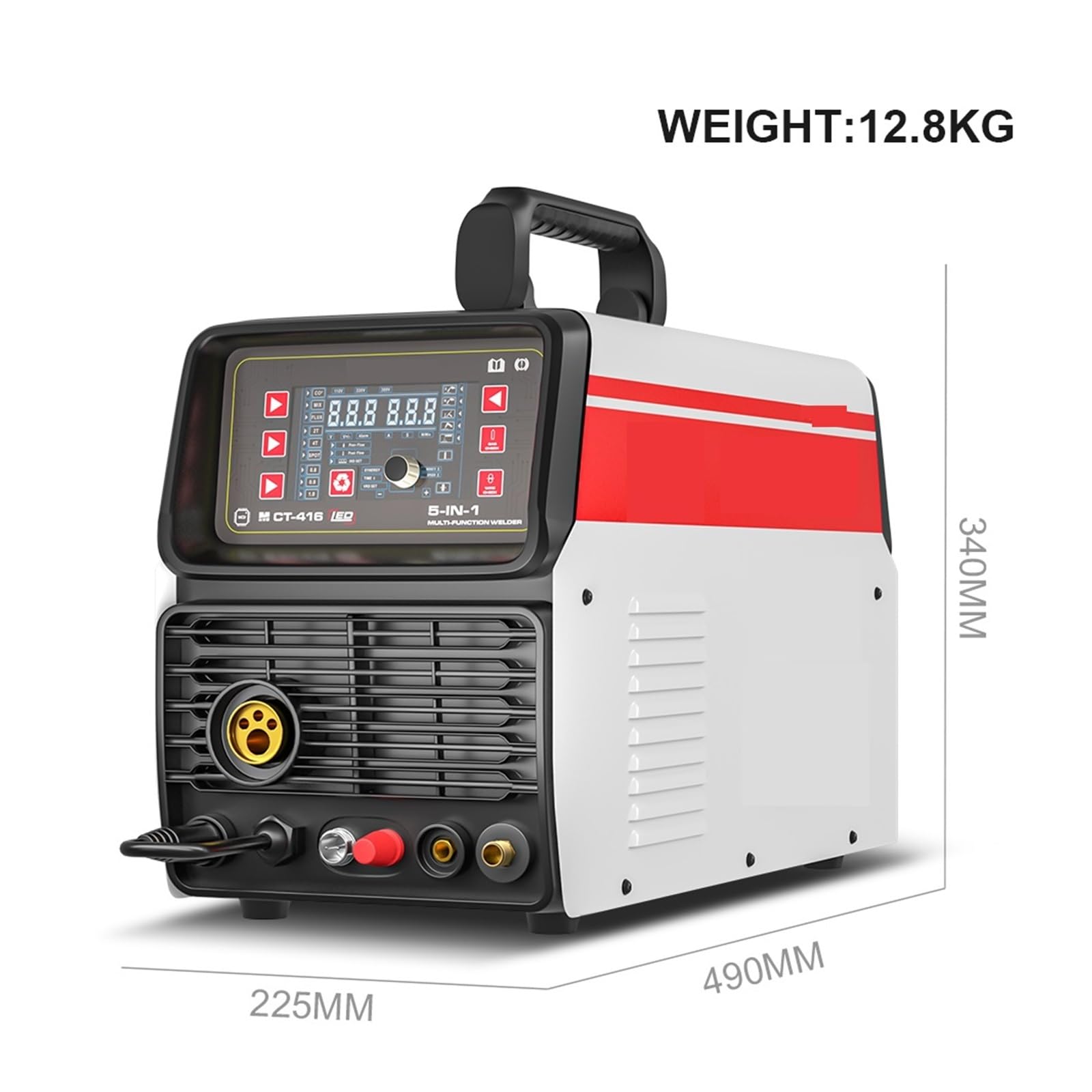 Zestaw lutownicy, MCT-416 półautomat spawalniczy, MIG TIG ARC CUT 4 w 1 bezgazowy, spawarka MIG Pilot Arc bezdotykowe cięcie do metalu, elektryki, majsterkowania (Color : Package 3, Size : 1)