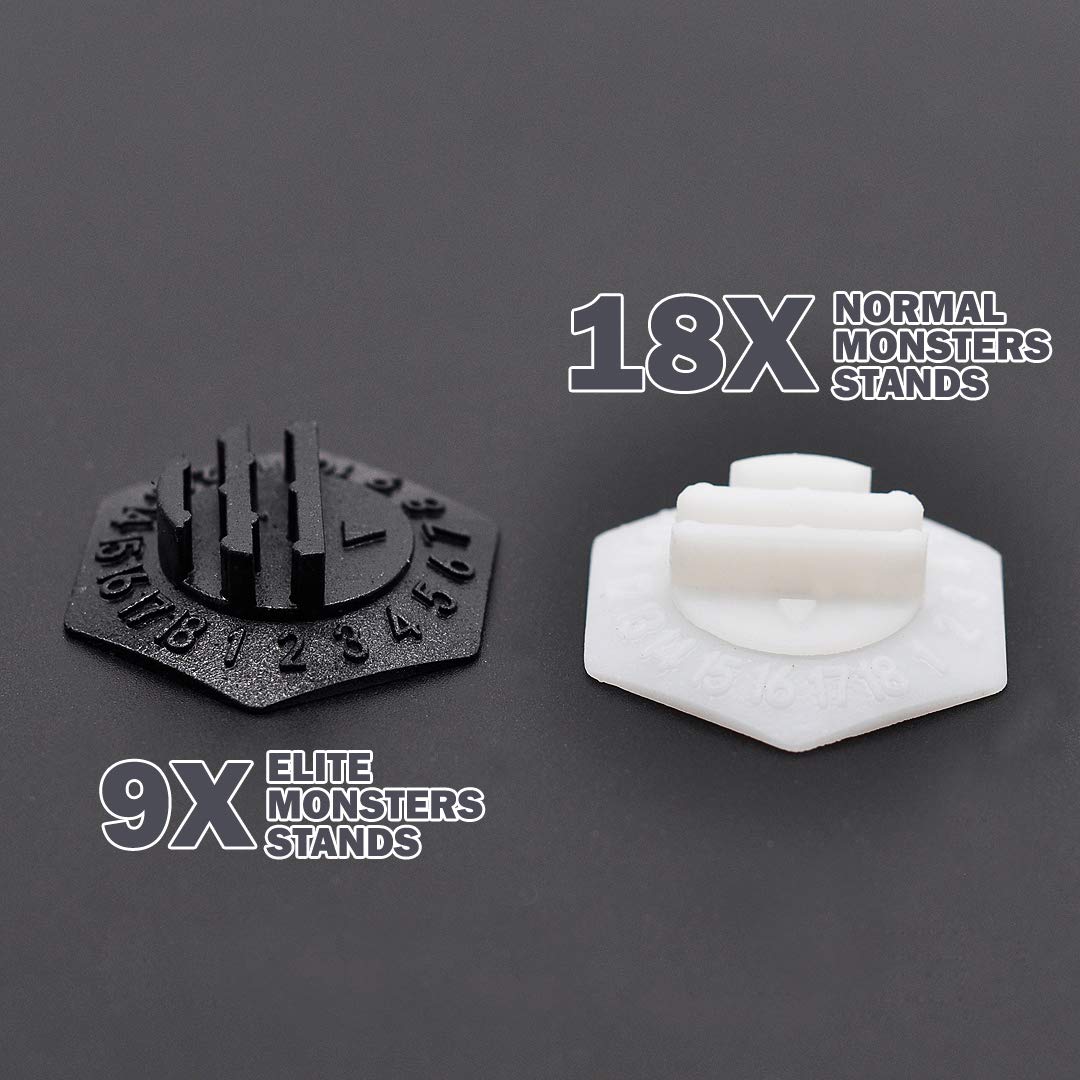 27 Supports Hexagonaux Gloomhaven – Tracker HP Et Statuts, 18 Noirs + 9 Rouges, Pour Monstres, Jeu De Société