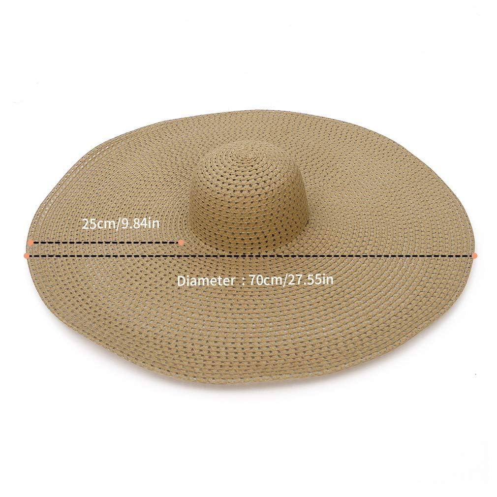GEMVIE Pamelas Chapeaux de Paille pour Femme Grande Mode Anti-UV Pliable Chapeau de Soleil pour Vacances Plage