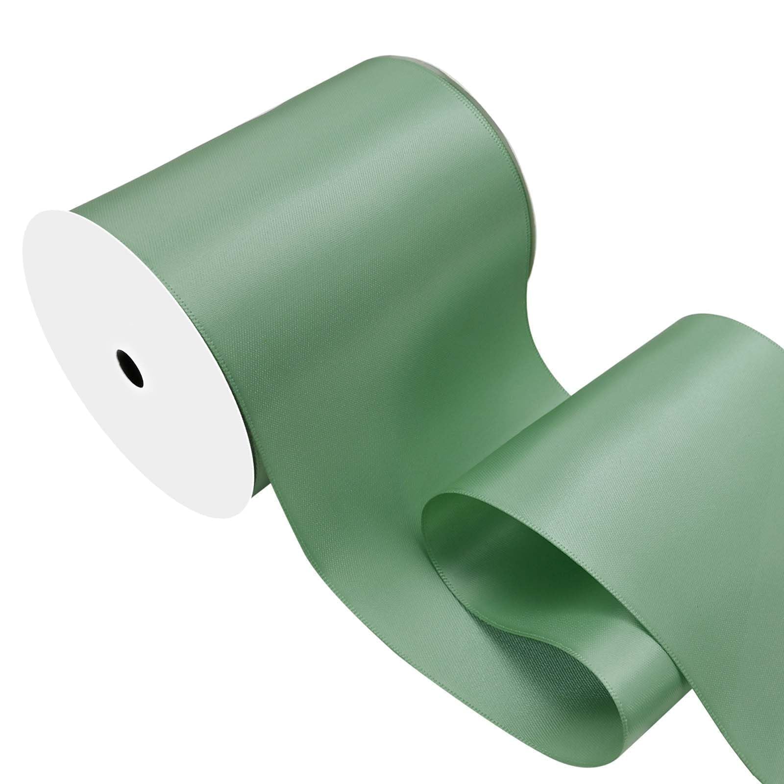 Sage Green Satin Ribbon 4 inch X 15 Yards Polyester Ribbon for Gift Wrapping Very Suitable for Weddings Party Hair Bow Invitation Decorations and More