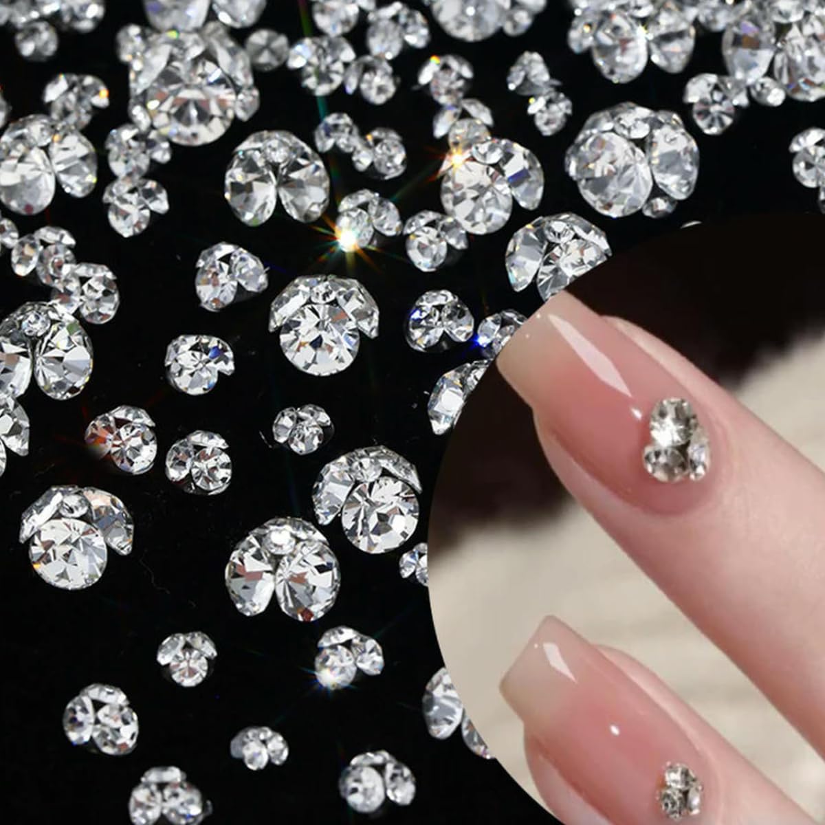 CIVIOOH 20Pcs 3D Clear Nail Art Rhinestones 2-6mm Sparkle Mini Diamonds Nail Art Decorations DIY Crafts Manicure Accessory