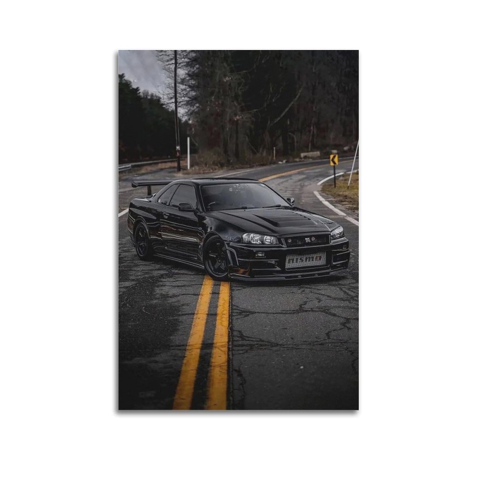 Gtthok Unframe-Style Jdm Sport Car Poster Skyline R34 Supercar Decorative Painting Canvas Art Picture 20X30inch(50X75cm)