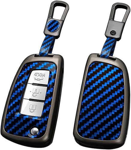 Miniatura 10 de ontto Funda para llavero para Nissan Flip plegable con control remoto, cubierta de llave de metal con textura de carbono para Rogue Select Rogue