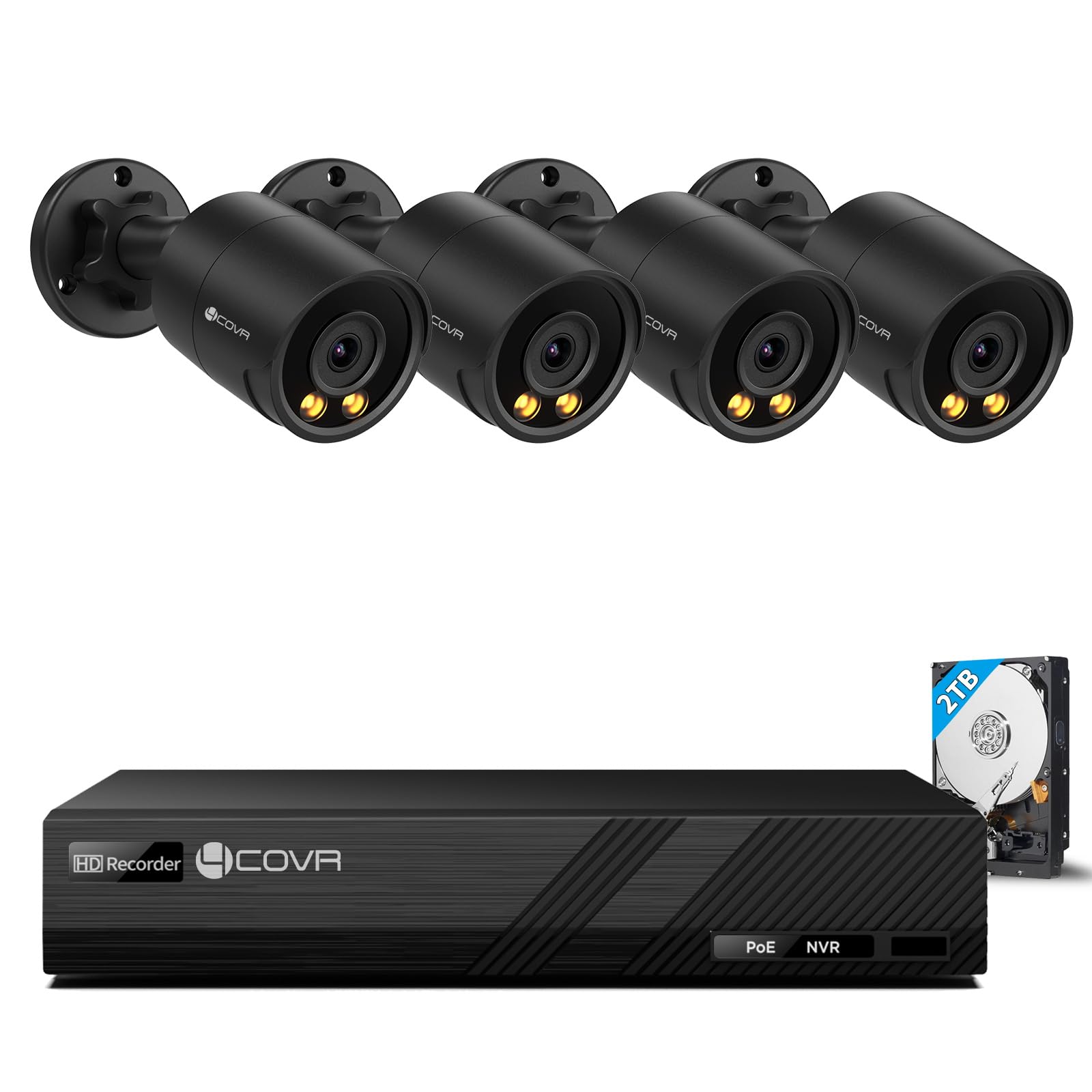 Amazon.co.jp: 【500万画素・夜間カラー撮影】4COVR 防犯カメラ PoE