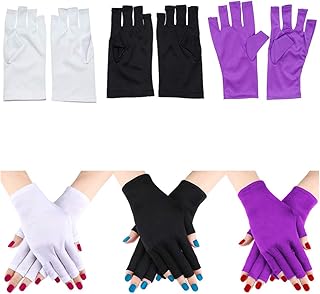 Kalolary 3 Pairs UV Shield Glove Gel Manicures Fingerless Anti UV Glove, Protect Hands from UV Light Lamp Manicure Dryer (...