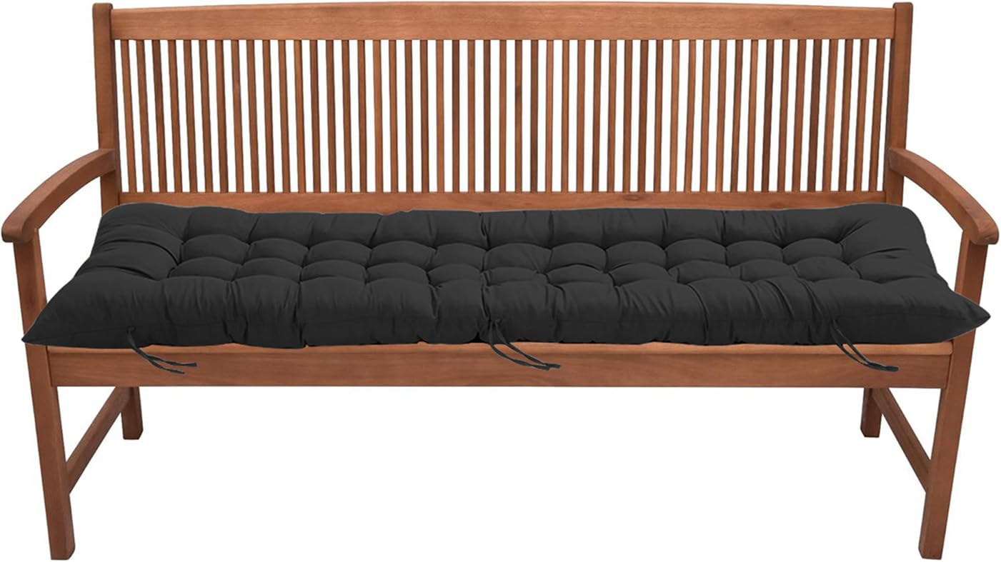 ping bu Thick Garden Bench Cushion 2/3 Seater 100/120cm,8cm Cotton Garden Cushion Long Bench Seat Cushions Pads for Outdoor/Patio/Swing/Home (60x40cm,Black)