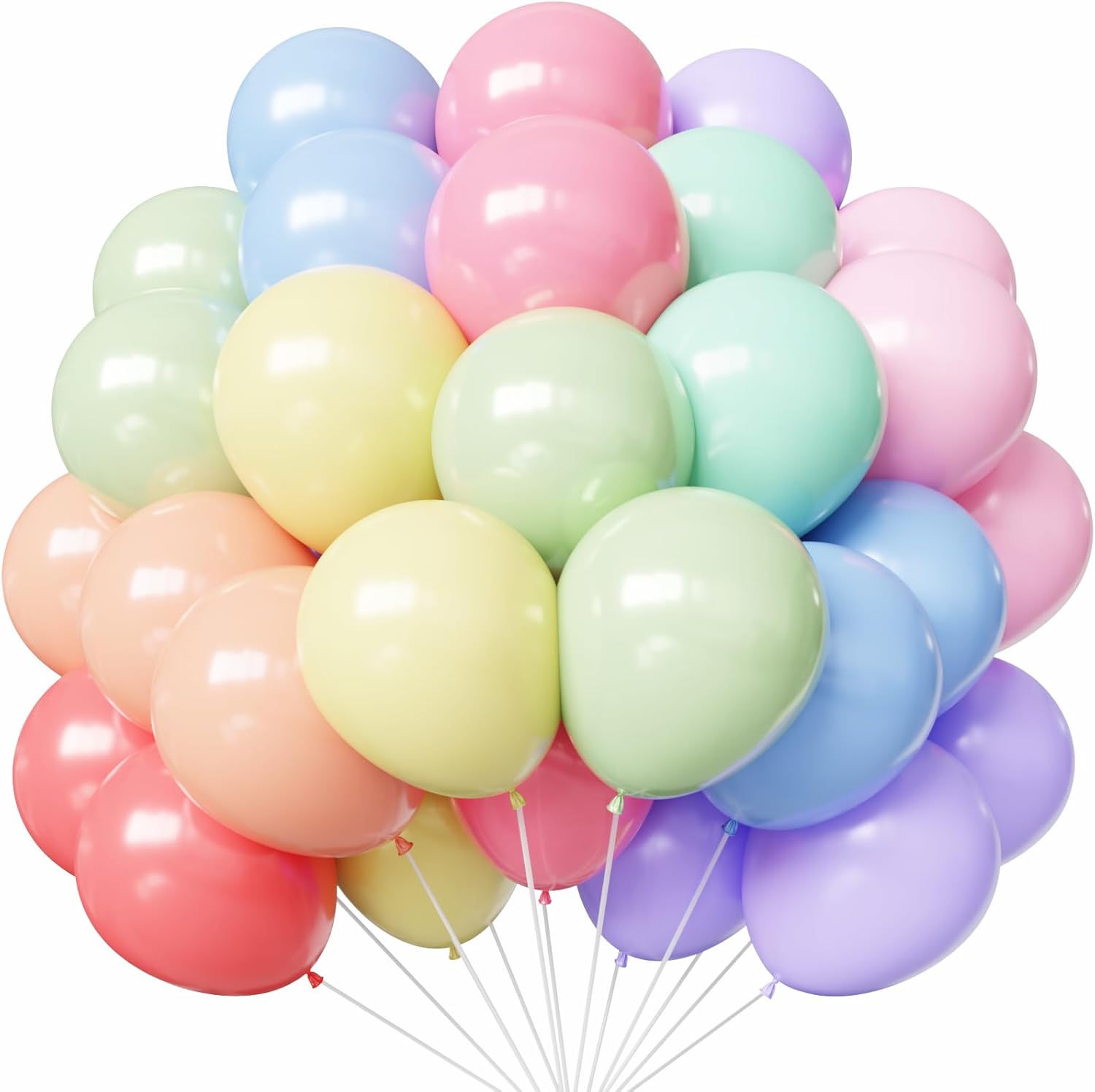 Hiquaty Pastel Latex Balloons,100pcs 12 Inch Rainbow Balloons Multicolor Balloons for Easter Birthday Wedding Bridal Shower Party Decorations