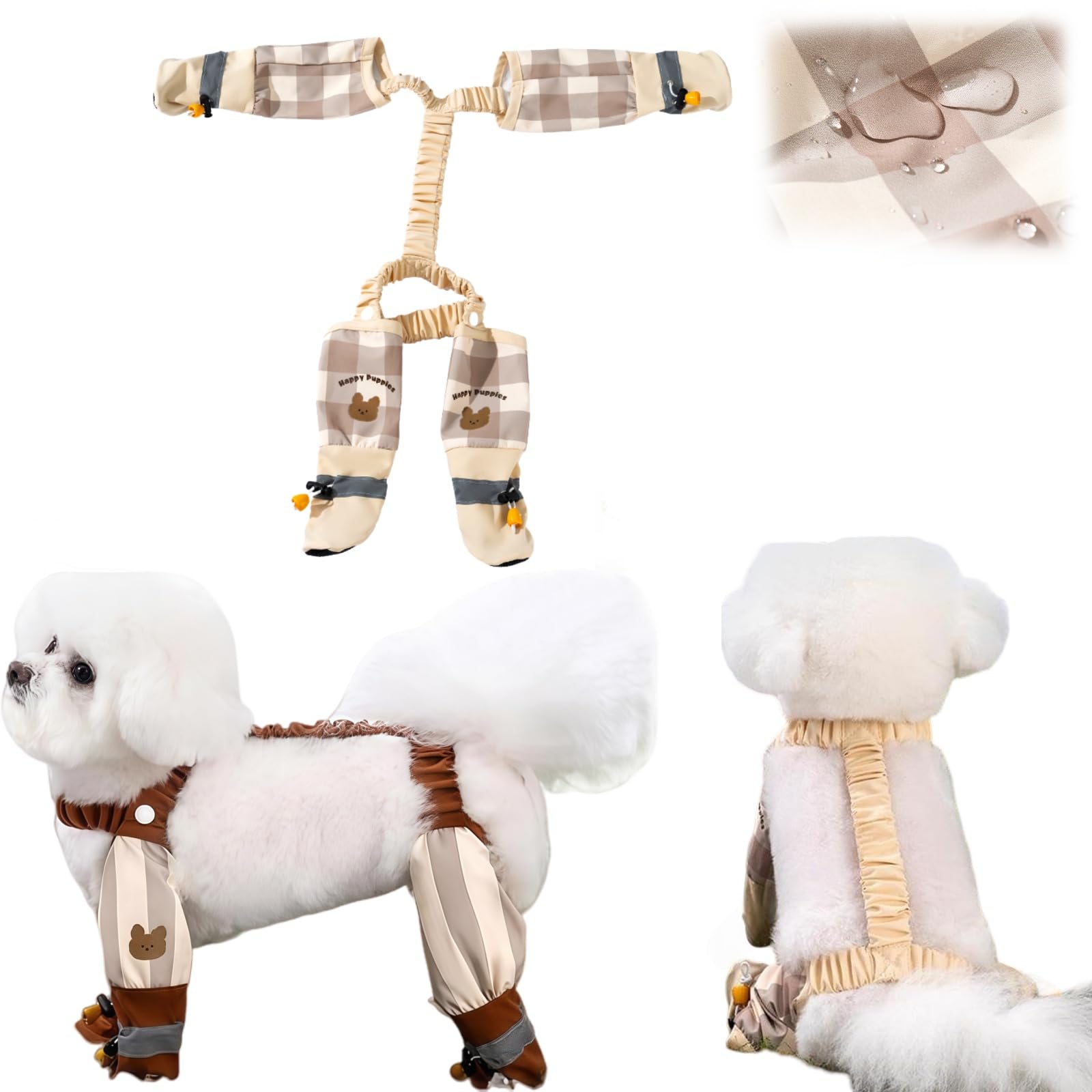 Anti Dirt Pants for Dogs, Dog Suspender Boots, Waterproof Dog Shoes Leggings, Adjustable Anti-Slip Paw Protector for Rain Snow Walking Hiking, for Small Medium Large Dogs (Lattice, XL)