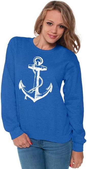 Awkwardstyles Womens Anchor White Crewneck Sea Marine Sweatshirt + Bookmark