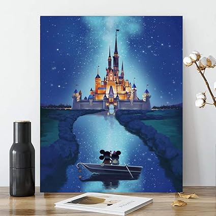 ACENGXI Disney Diamond Paint by Numbers Disney Diamond Painting Disney Castle Diamond Painting by Number Disney Castle Full Drill Crystal Diamond ...