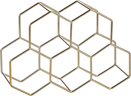 Miniatura 6 de mDesign Botellero de metal con niveles de panal  Soporte minimalista para botellas para encimera de cocina, despensa o espacio de refrigerador,