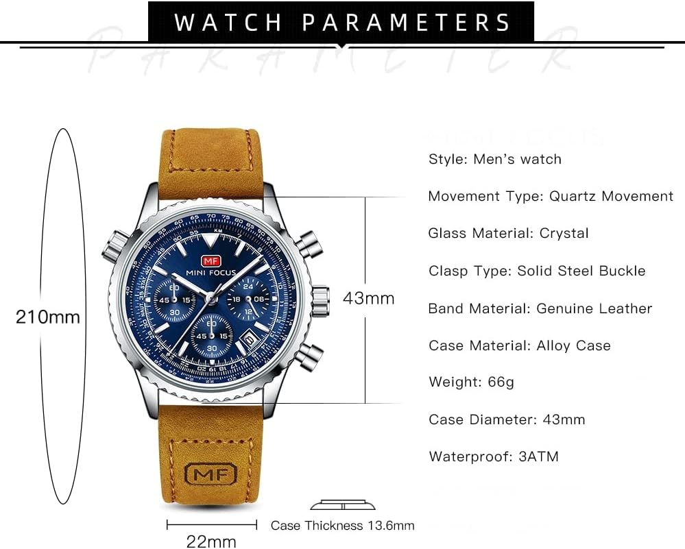 AIMES Mens Watches for Men Casual Chronograph Waterproof Sport Military Watch Analog Quartz Movement Stylish Luxury Dress Wrist Watch Elegant Gift Watch for Men - Image 7