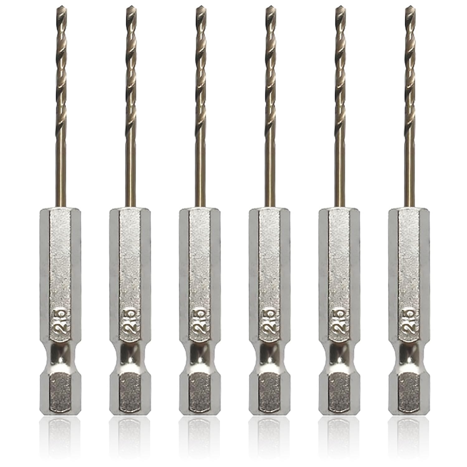 6pcs 2.5mm Drill Bits Set, Drill Bits for Wood High Speed Steel Titanium Drill Bit,1/4" Hex M35 Hex Shank Drill Bit Set, Pilot Drill Bits for Marble Glass and Ceramic Tiles Metal and Plastic