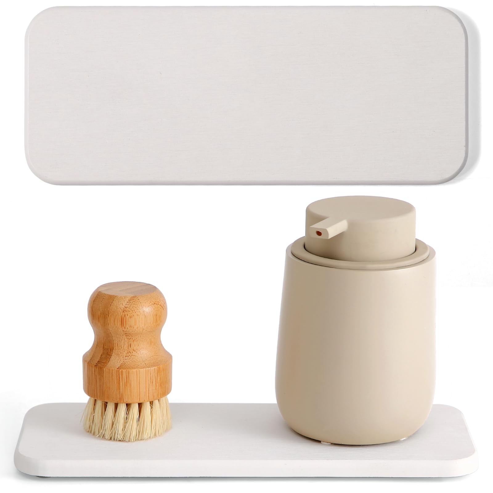 Fast Drying Stone Soap Tray, 9.9'' × 4'' Stone Drying Tray & Toothbrush Holders for Bathroom Counter, Diatomaceous Earth Water Absorbing Stone Tray for Sink, White