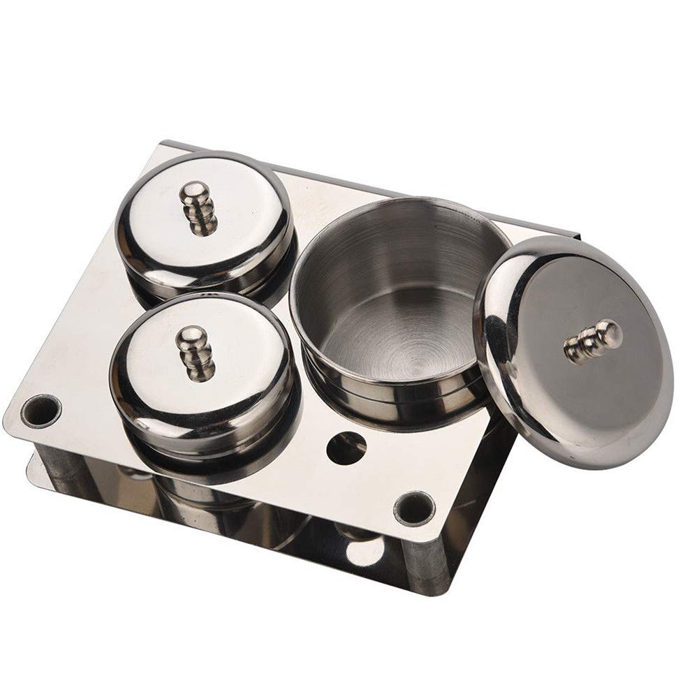 Nail Tips Cups Set, 3pcs Rust Resistant Easy Clean Equipment Dappen Dish Cosmetic Base Container For Liquid Powder Manicure Tools Cans with Lids Salon Stainless Steel