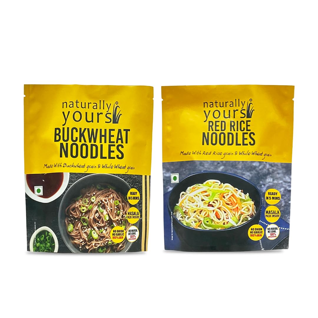 Naturally Yours Buckwheat Noodles & Red Rice Noodles Combo | Non-Fried, No Maida, Vegan | High Fiber & Protein | Quick Cooking Asian-Style Noodles | No MSG, Kid-Friendly, Healthy Meal Combo for Families-image-44