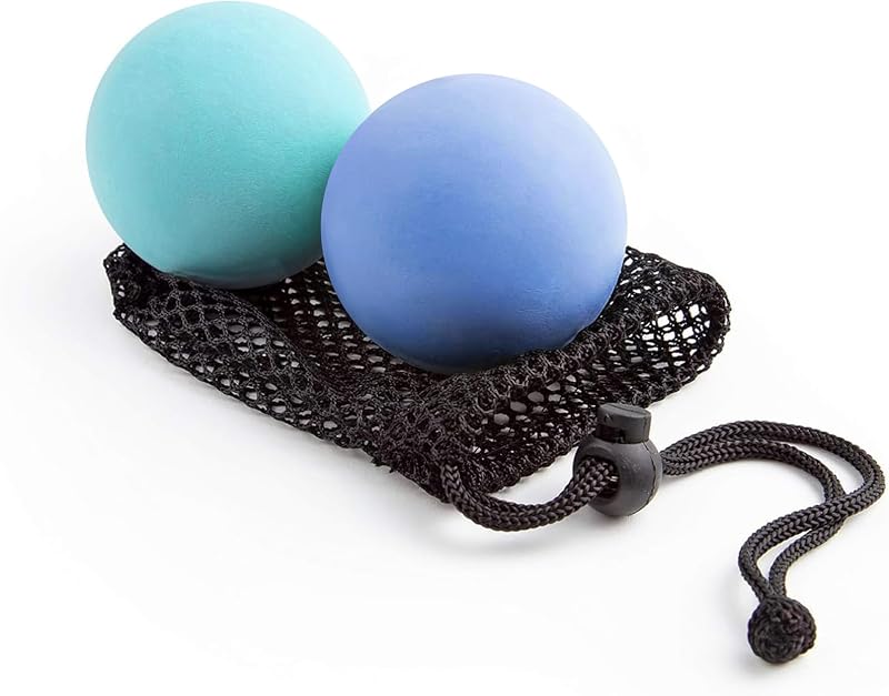Japanese Craftsmanship Physical Massage Therapy Ball Set - Ideal for Yoga, Deep Tissue Massage,Yoga & Trigger Point Treatments. Set - 2 Extra Firm Balls W/Mesh Bag, Blue